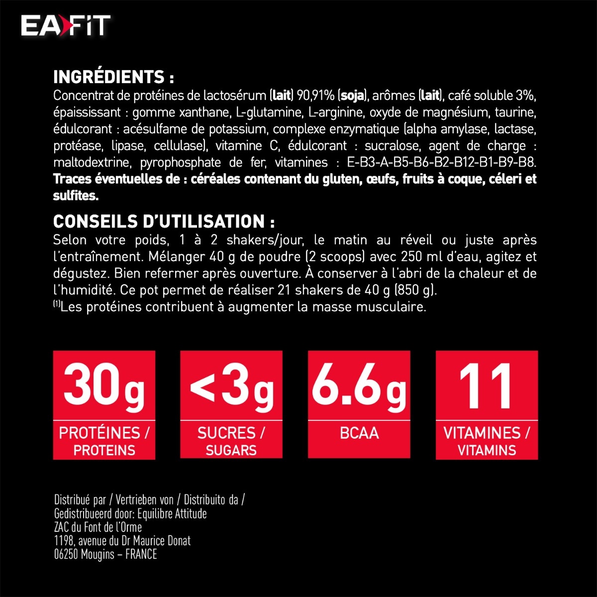 EAFIT - Pure Whey 850g Saveur café