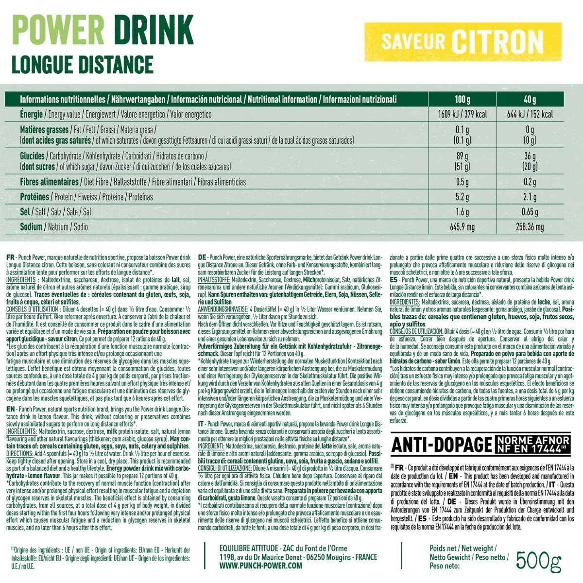 Punch Power Bebida Larga Distancia 500 g
