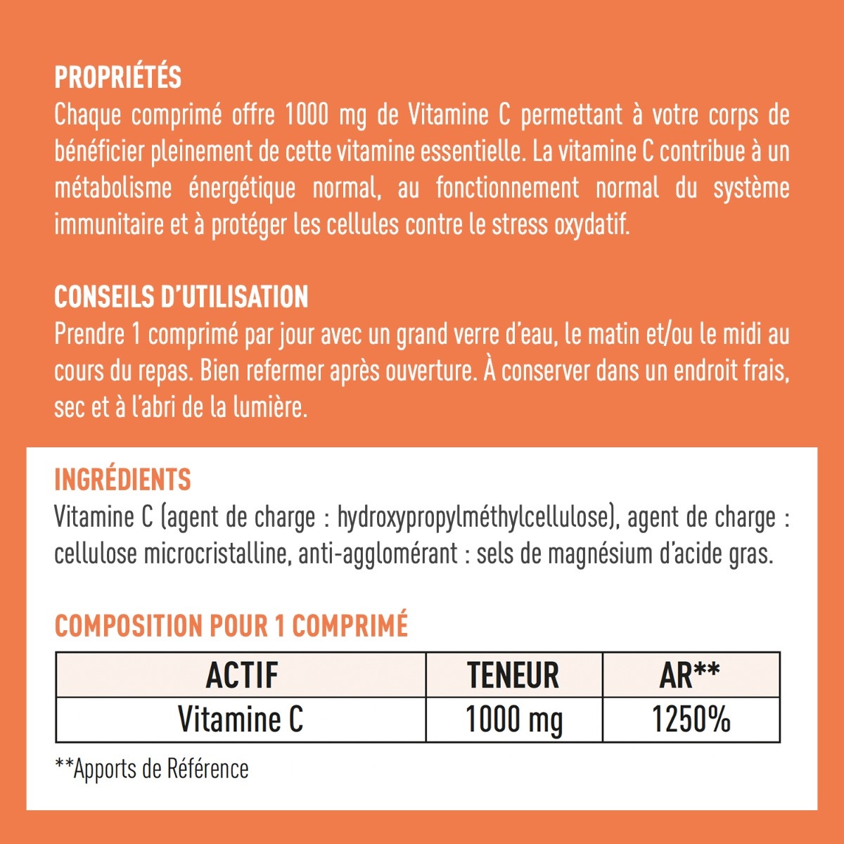 Vitamine C 1000 mg Granions format économique composition